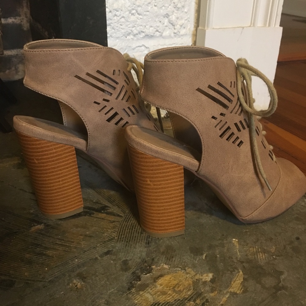 Altar’d State Nude Lace Up Block Heel